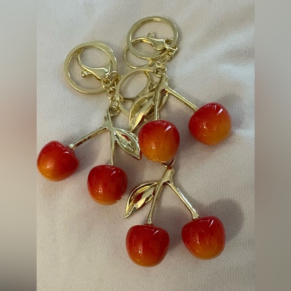 Accessories - Cherry Keychain/Bag Charm with Gold Accents (select 1 only)